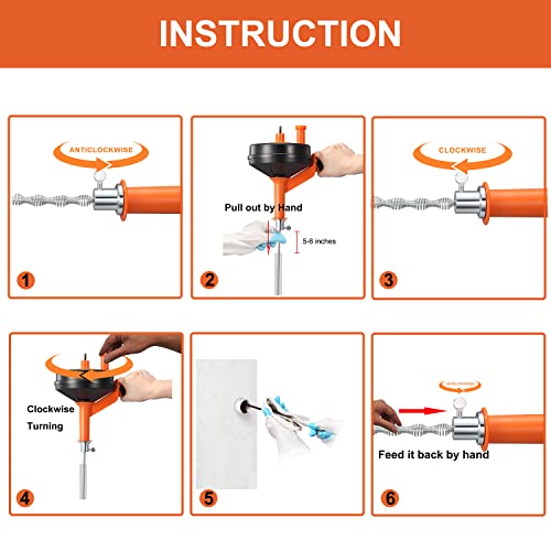 Drain Auger Clog Remover with Drill Adapter