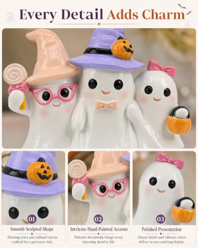 Halloween Decoration Indoor Ghost Figurine (White Ghost Trio)