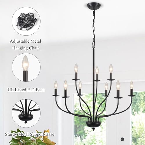 12 Light Black Farmhouse Chandelier