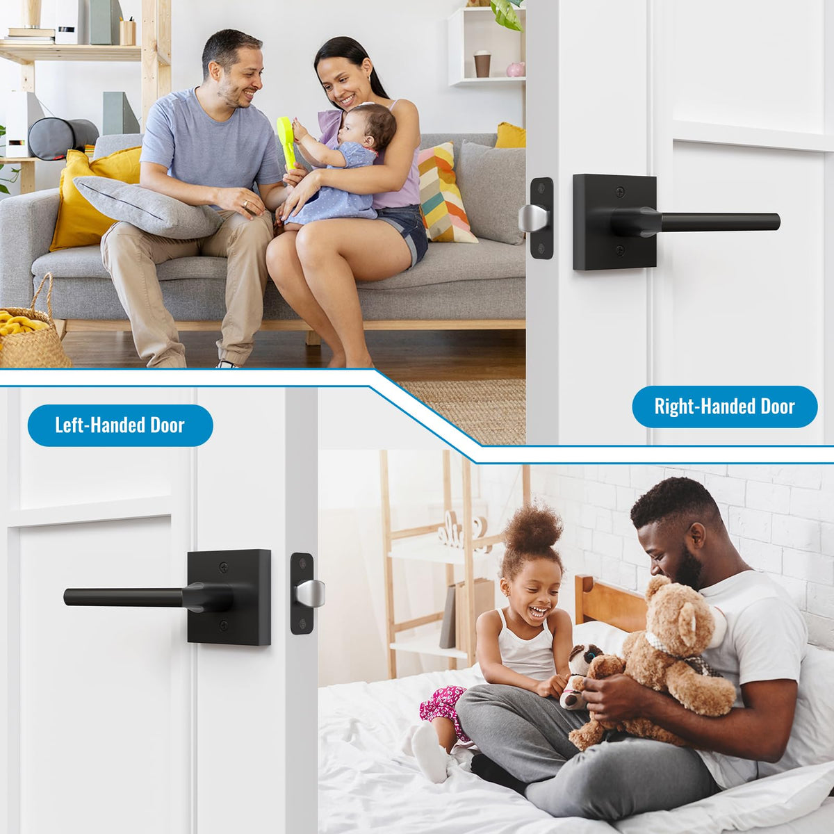 1 Pack Matte Black Passage Door Lever (Matte Black)