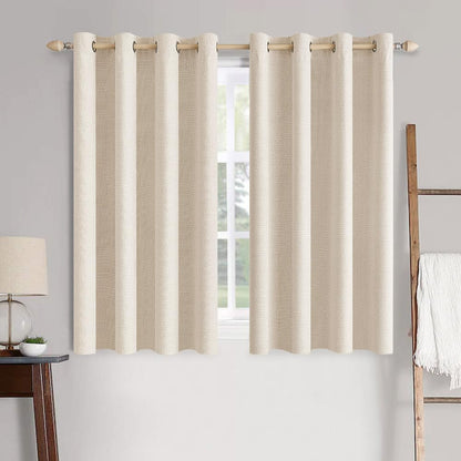 100% Blackout Linen Curtains for Bedroom 52x54 Inches Cream Beige (Cream Beige / 52"W x 54"L (Pack of 2))