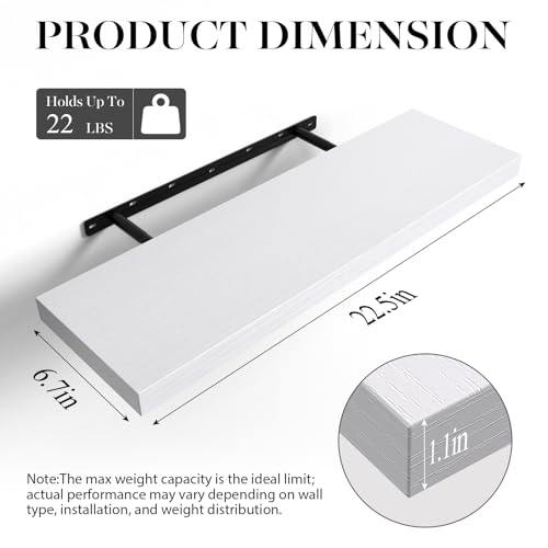 White Floating Shelves 22.5in (C. White - Modern Minimalist Style / 22.5inches)