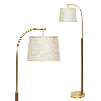Wood Arc Floor Lamp (Gold and Walnut A)