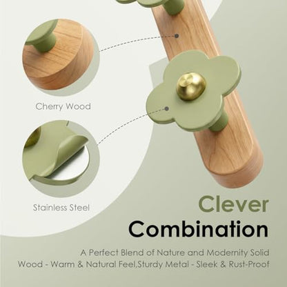 Upgreded Heavy Duty Coat Rack Wall Mount for Entryway (Green / 5 Hooks)