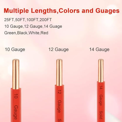 THHN Wire 12 Gauge 200FT (12 Gauge 200FT / Red)