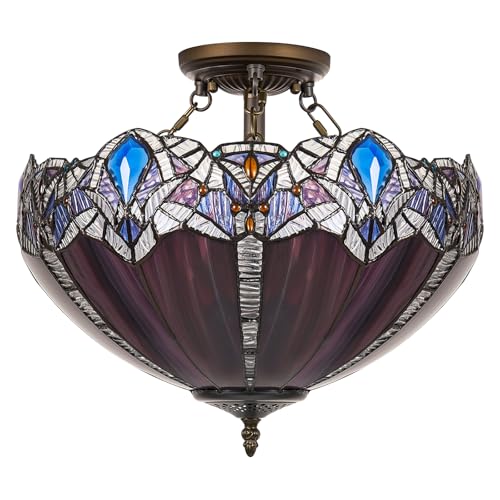 Tiffany Style Semi Flush Mount Ceiling Light