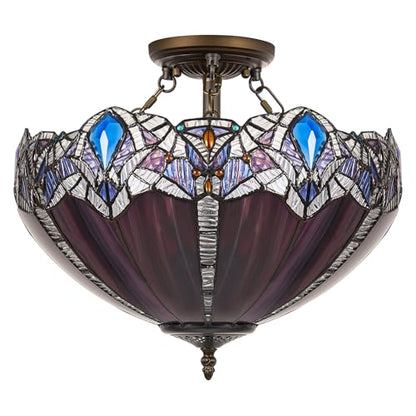 Tiffany Style Semi Flush Mount Ceiling Light