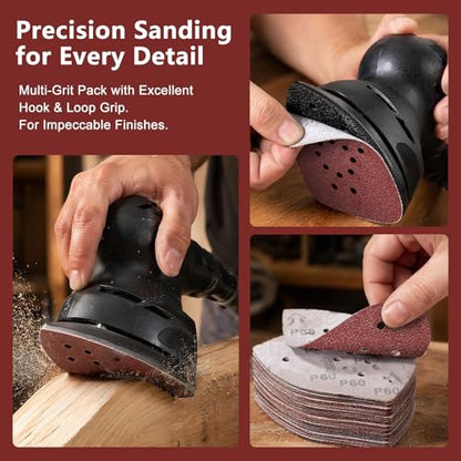 Oscillating Tool Sanding Pads Kit Triangle Sanding Pads and Finger Sanding Pad Fit for Finishing Wood Plaster Metal Leather Compatible with Multiple Tools