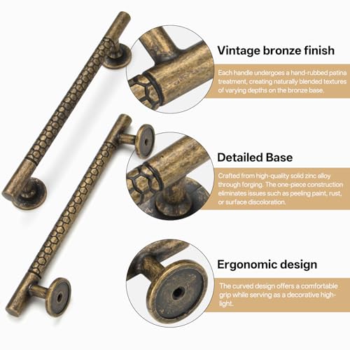 Hardware 10 Pack Cabinet Handles Honeycomb Texture Handle Cupboard Pulls Kitchen Drawers Pull Antique Brass