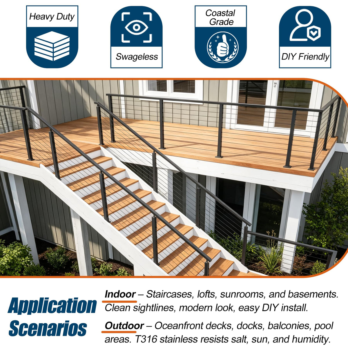 36 inch Cable Railing Post (36 Inch)