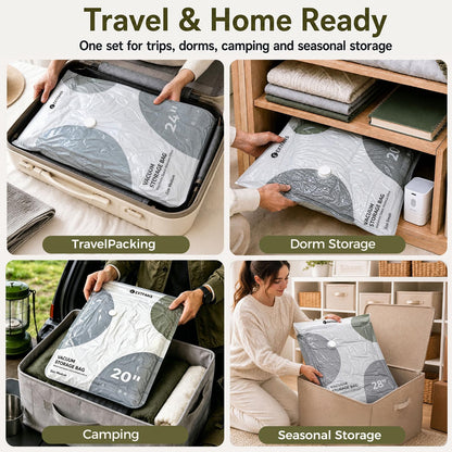 18 Pack Travel Vacuum Bags with Electric Pump