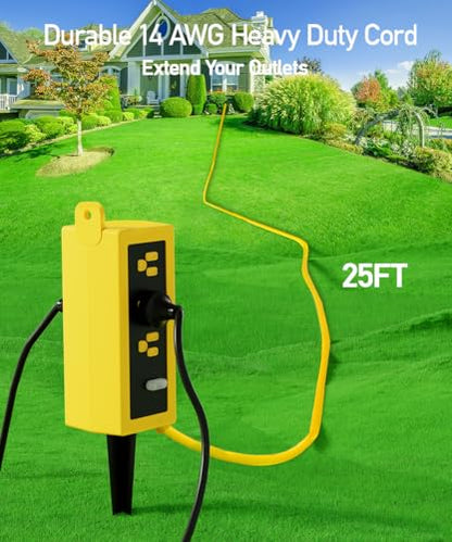 Outdoor Power Strip Weatherproof (Yellow / 25FT)