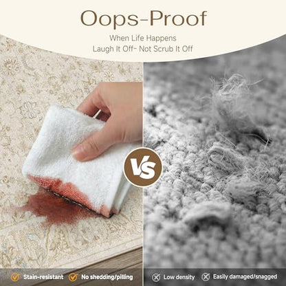 2x3 Beige Washable Area Rug Non Slip Retro Distressed Doormat (Distressed | Beige / 2' x 3' (Rectangular))
