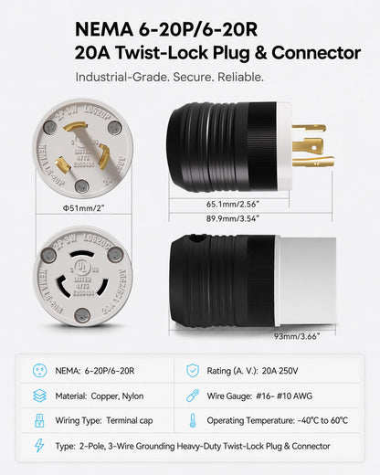 1 Set NEMA L6 (Black / L6-20P&L6-20R)