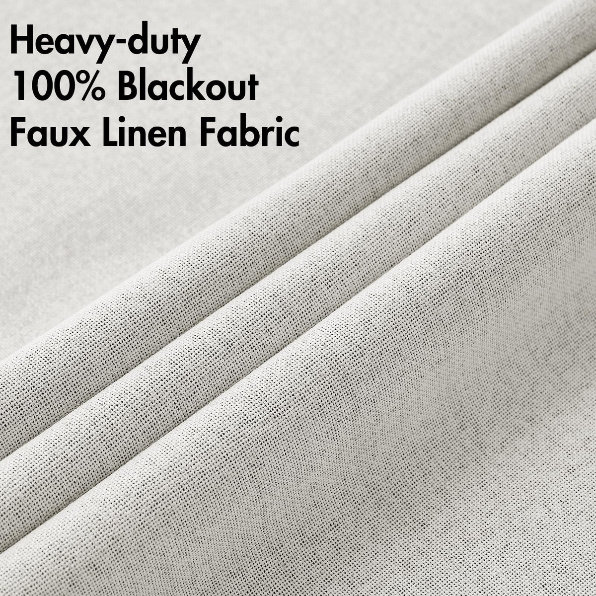 100% Blackout Linen Curtains for Bedroom 52x45 Inches Birch White (Birch White / 52"W x 45"L (Pack of 2))