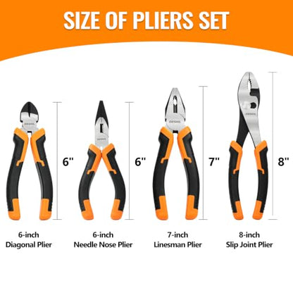 4 piece Pliers Set with 8'' Slip Joint