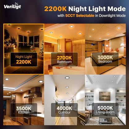 2 Pack 4 Inch LED Recessed Ceiling Light with Night Light