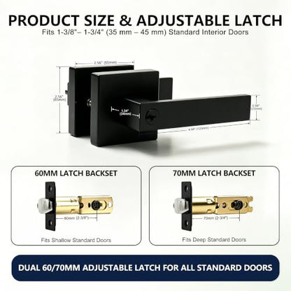 Black Door Handle Heavy Duty Interior Door Lever with Lock