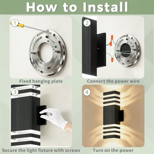 Square Outdoor Wall Lights Pack 3 Layer