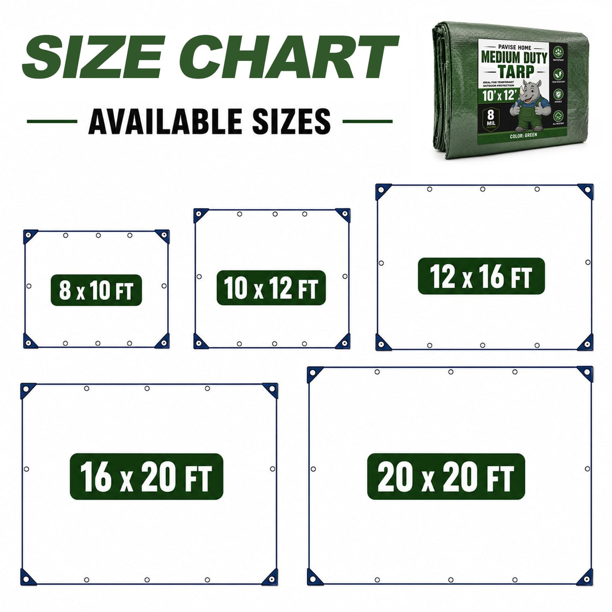 10x12 FT General Green Tarp (10x12 FT)