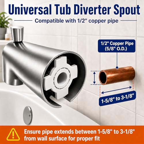 6 Inch Slip on Tub Spout with Diverter