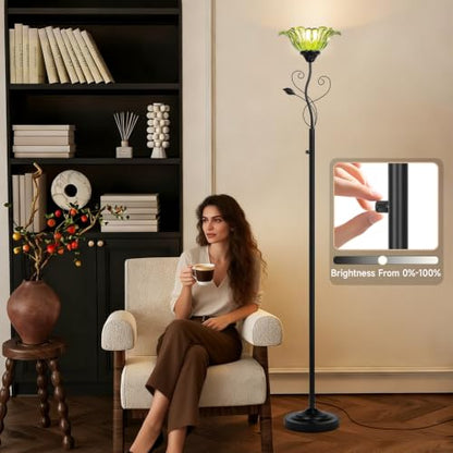Floor Lamp for Living Room Vintage Uplighter with Rotary Dimmer Switch