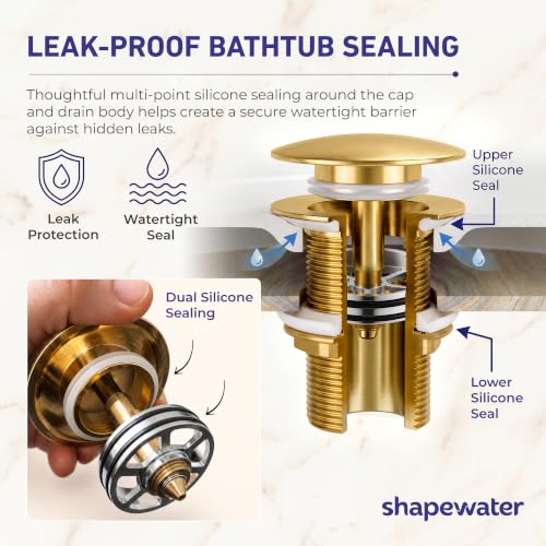 Solid Brass Freestanding Bathtub Drain with Integrated Hair & Valuables Catcher