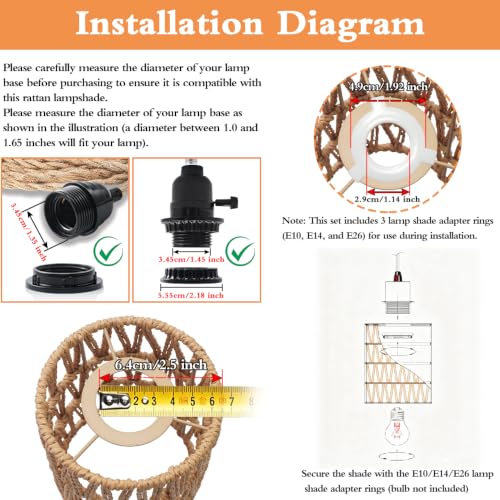 Rattan Lamp Shade Boho Woven Pendant Light Shade