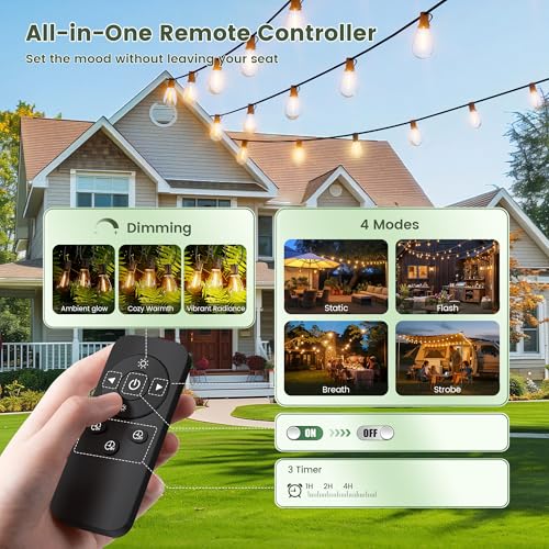 Outdoor String Lights (Cozy White / 50FT-Solar)
