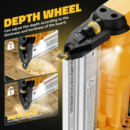 Cordless 2 Inch Brad Nailer Compatible with DeWalt 20V Battery (Yellow)
