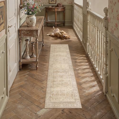 2x8 Beige Neutral Retro Runner Rug (Retro | Beige / 2' x 8' (Runner))