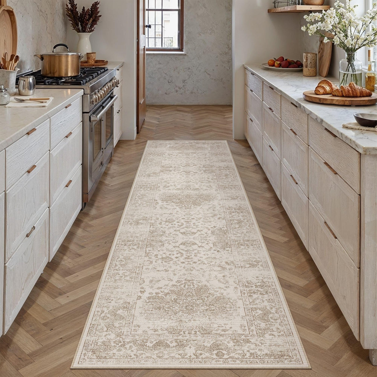 Light Brown 2x8 Runner Rugs Washable for Hallway (Y| Light Brown / 2' x 8' (Runner))