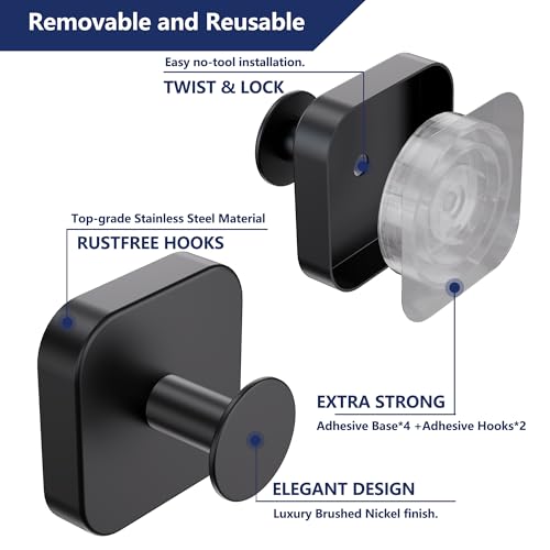 Adhesive Stainless Steel Towel Hooks