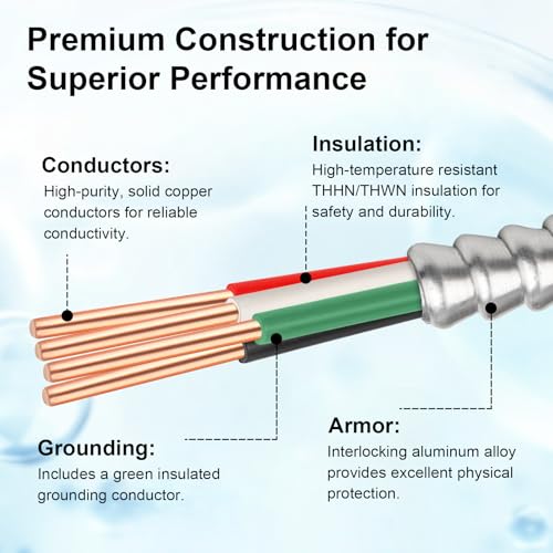 10 3 Metal Clad MC Cable (50FT / 10AWG/3)