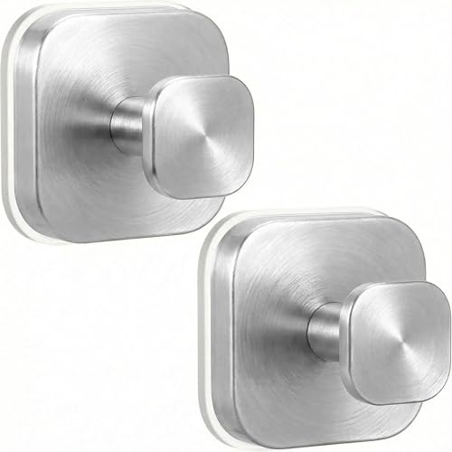 Suction Cup Hooks for Shower (Brushed Nickel / 2 Pack)