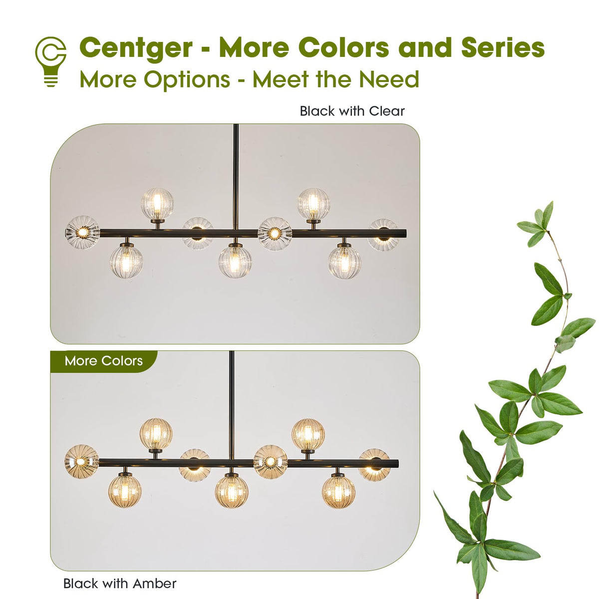 Linear Sputnik Dining Chandelier (Black + Clear / 9-Light 40 Inch)