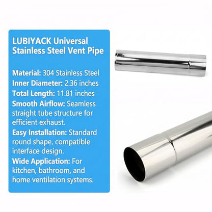 304 Stainless Steel Vent Pipe Universal Exhaust Duct for Home Kitchen Bathroom & Commercial Light Ventilation
