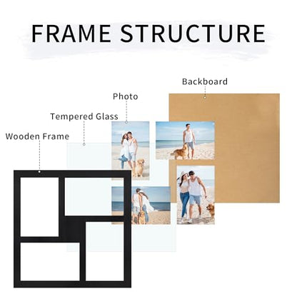 4x6 Picture Frame Collage with Real Glass (Rustic Black / 11x11in (2Pack))