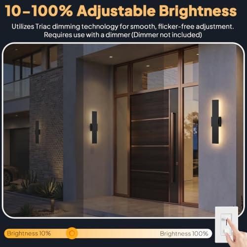 2 Pack Modern LED Outdoor Wall Light