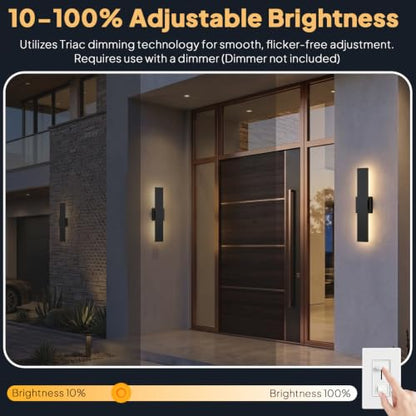 2 Pack Modern LED Outdoor Wall Light