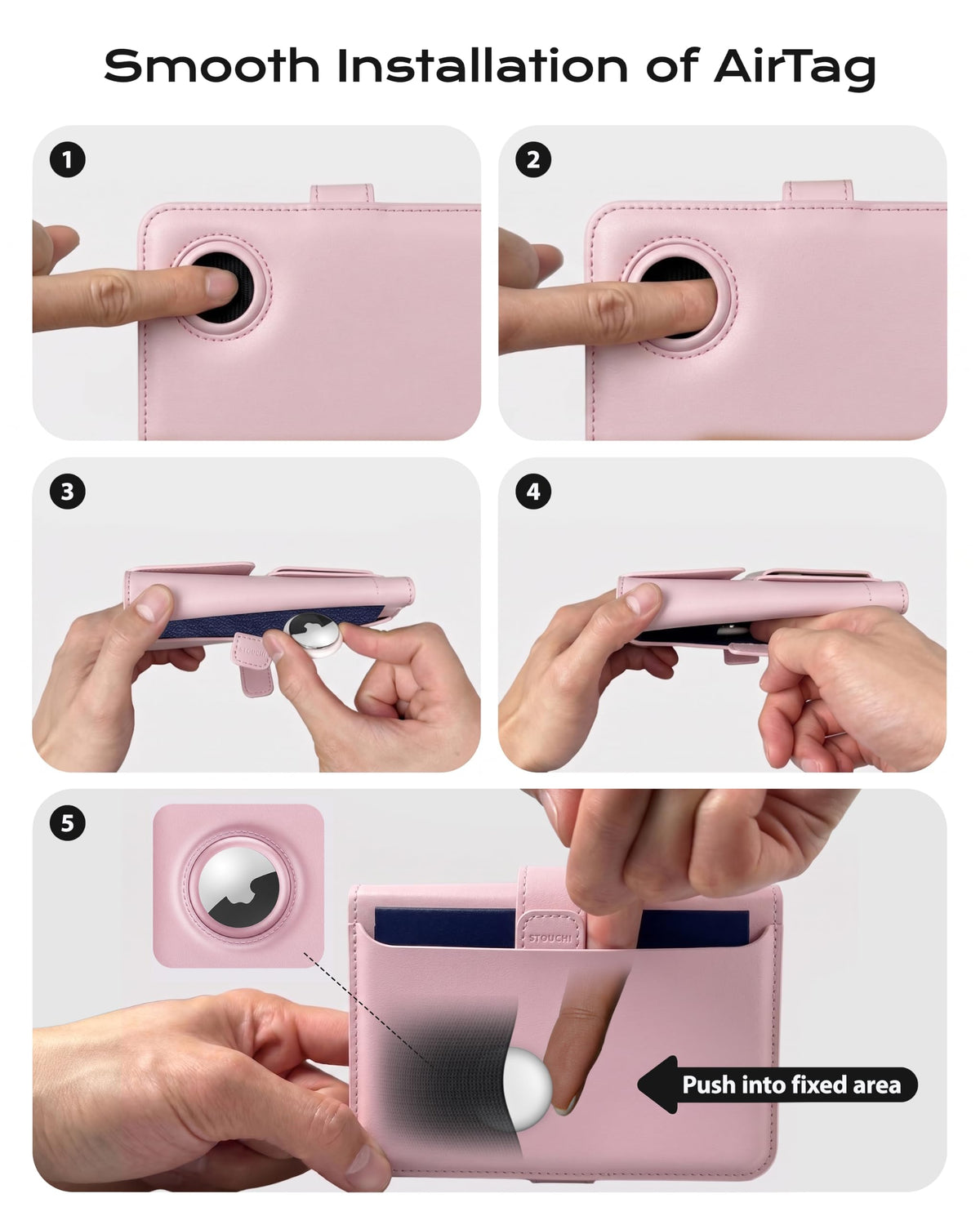 Passport Holder with AirTag (Pink)