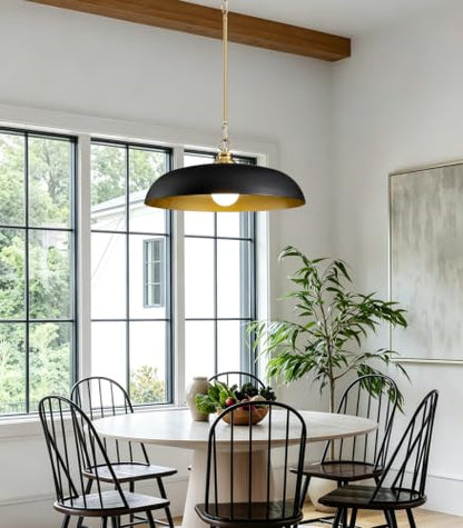 17.8" Black Gold Metal Dome Pendant Lights for Kitchen Island