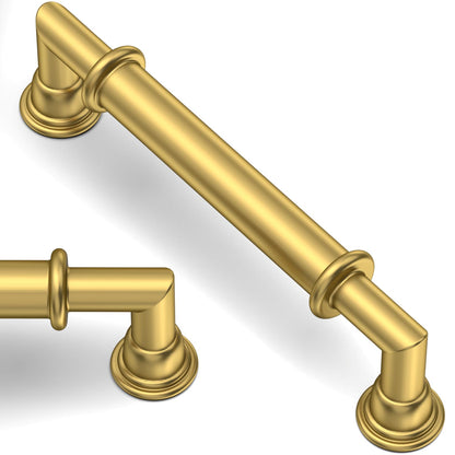 5 Pack Vibrant Brushed Moderne Brass Cabinet Pulls 4 Inch (4" Hole Center / Vibrant Brushed Moderne Brass)