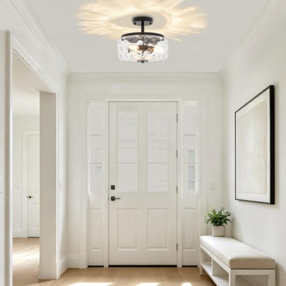 11.81" Modern Close to Ceiling Light Fixtures Industrial Glass Ceiling Lamp