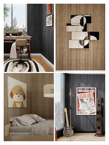 Peel and Stick Wall Panels Acoustic Wood Wall Panels Self Adhesive 3D Wall (Ebony)