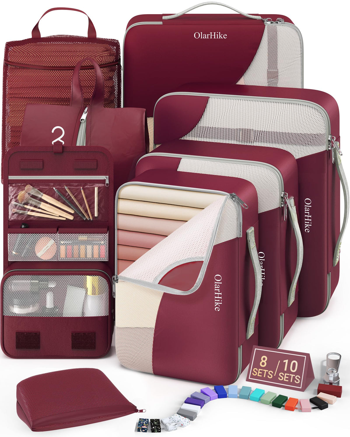 Packing Cubes for Travel (11 Burgundy)