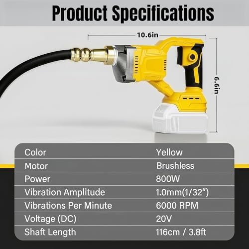 Handheld Concrete Vibrator 800W Cordless Vibrating Tool