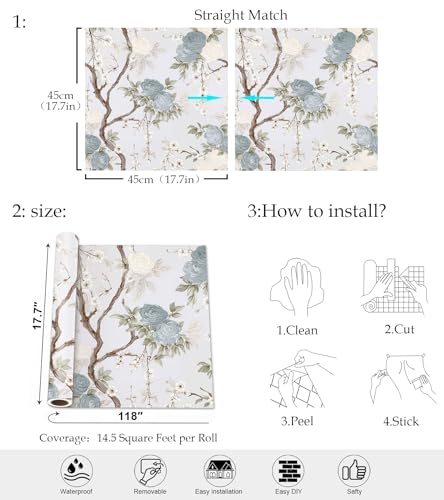 Vintage Floral Peel and Stick Wallpaper