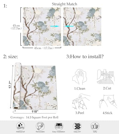 Vintage Floral Peel and Stick Wallpaper
