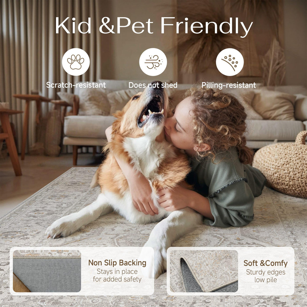 Entryway Rugs 2x3 Washable Rug Beige Grey (Beige Grey / 2' x 3' (Rectangular))